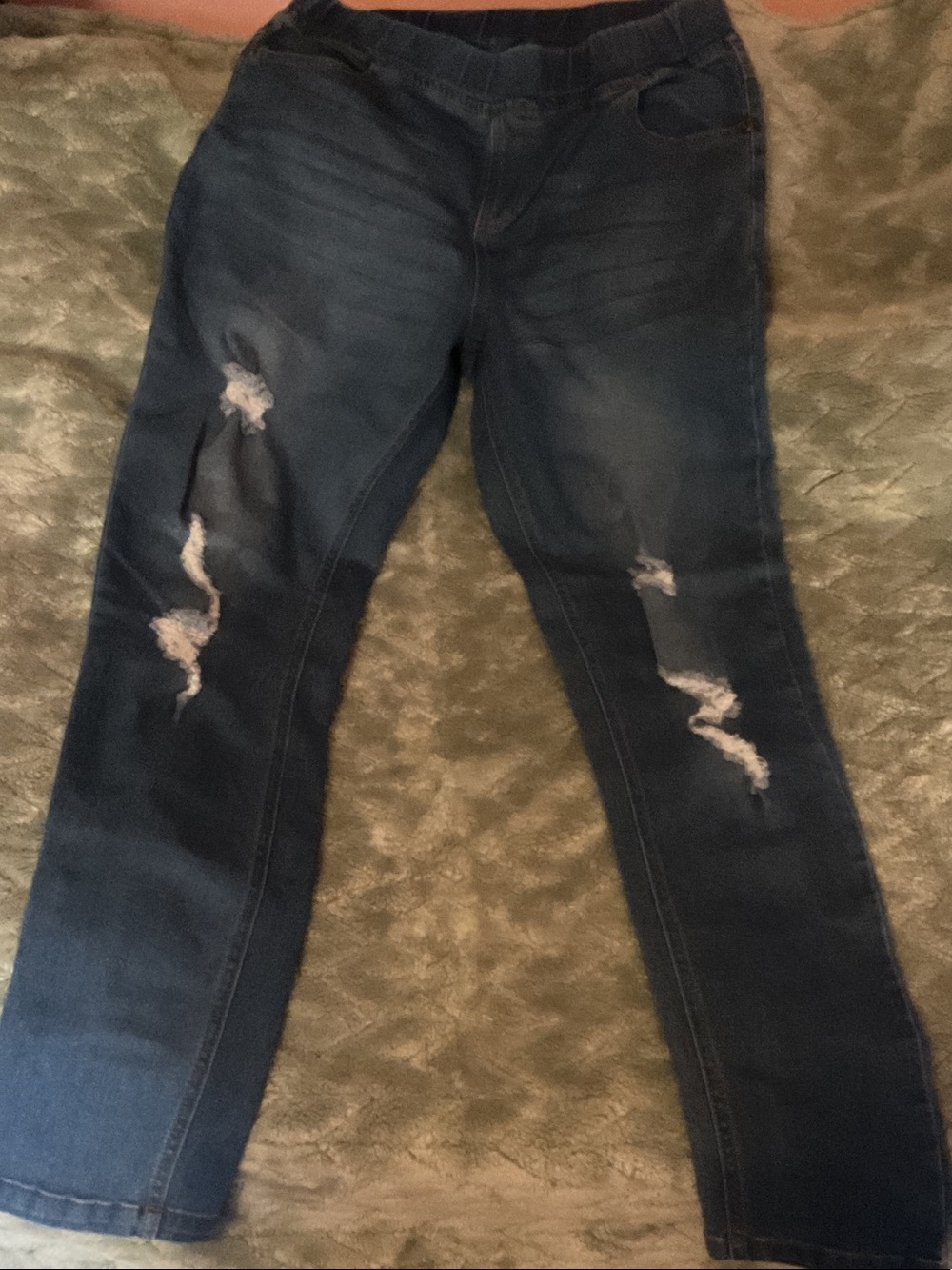 JVINI Dark Blue Ripped Skinny Jeans